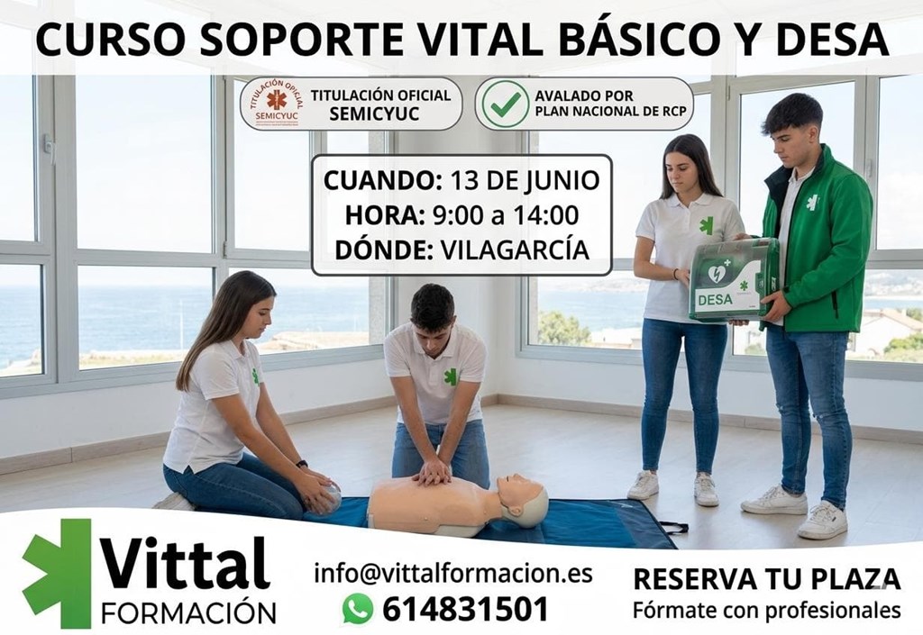 Consigue tu titulación oficial de SVB y DESA en Vilagarcía: Curso oficial el 13 de Julio.